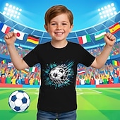 levne 3D sporty a hry pro chlapce-100% bavlna Děti Chlapecké Černá Bílá Grafika Fotbal Fotbalová trička Tričko Blůzky Tričkový Krátký rukáv Venkovní Na den Módní Šik ven Designové Potisk Léto