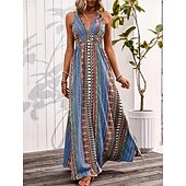economico Vestiti-Stile Boho Retrò Vintage Boho Lunghezza lunga Vestito Senza maniche Stile Boho Scollo a V Costume Per donna Mascherata Festival Musicale Festa a tema retrò Adulti Vestito Estate