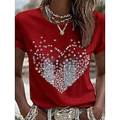  American Independence Day Women's T Shirt Print Graphic Flag Letter Vintage Stylish Classic Short Sleeve Crew Neck Regular Tops Daily Blue Black White Red Navy Blue Summer Spring