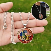  Set di 3 pezzi per la collana del 250° anniversario degli Stati Uniti: ciondolo con aquila 2D e bandiera americana, gioiello commemorativo patriottico, oggetto da collezione 1776-2026, Giorno dell'Indipendenza, 4 luglio, regalo per l'orgoglio americano.