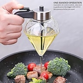cheap Kitchen Utensils &amp; Gadgets-8oz Glass Diamond-Shaped Drip-Free Condiment Dispenser with Built-In Spout - Transparent Kitchen &amp; Restaurant Oil Bottle for Olive Oil, Vinegar, Soy Sauce - Elegant Sturdy Container, Versatile