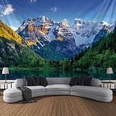 preiswerte Wandteppiche-Natur, Wald, See und Sonnenlicht – realistische 3D-Landschaft, Wandteppiche mit grünen Bäumen und blauem Himmel, sommerliche Landschaft, ideal für Schlafzimmer, Wohnzimmer, Homeoffice.