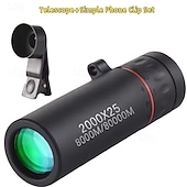 economico Telemetri e telescopi-Telescopio monoculare ad alta potenza 2000x25 con adattatore per smartphone, monoculare tascabile compatto e impermeabile per adulti e bambini, ideale per birdwatching, caccia, campeggio, viaggi e