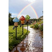 tanie Światła ścieżki i latarnie-Lampy ogrodowe z żywicy zasilane energią słoneczną, wodoodporne, oświetlenie ścieżek zewnętrznych, dekoracja ogrodu w stylu willi (1 szt.)