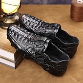 tanie Buty casual slip-on-Brązowe, męskie, codzienne buty z wytłoczonym wzorem imitującym skórę krokodyla, zapinane na klamrę, wygodne mokasyny, modne, wsuwane obuwie do noszenia na co dzień, do noszenia w sytuacjach biznesowych, na podróże, do biura, na imprezy i do eleganckich s