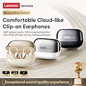 baratos Fones de ouvido abertos-Fones de ouvido sem fio Lenovo com clipe de orelha aberto, Bluetooth 6.0, estojo de carregamento, 25 horas de reprodução, compactos. &amp;Som potente, microfone embutido, fones de ouvido confortáveis para