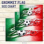economico Bandiere da Giardino, Striscione-Mexico 2026 Flag - Vibrant Green, White &amp; Red Brush Stroke Design with Soccer Ball, Features National Emblem, Durable Fabric