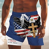 billiga Patriotiska 250 Shorts-Herr 4 juli USA:s 250-årsjubileum Örn USA: s flagga Fodrade shorts 2 i 1 simshorts Badshorts Medium Midja Patriotisk Helgdag Sidfickor Med kompressionsfoder Elastisk dragsko i midjan Designer Kläder