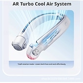 abordables Ventilateurs-Ventilateur de cou portable - Ventilateur de cou rotatif - Ventilateur rafraîchissant rechargeable USB-C, 3 vitesses, design sans pales mains libres, idéal pour les tentes et les activités de plein