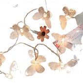 preiswerte Solar Lichterketten-LED-Lichterkette mit Schmetterlingsmotiven, batteriebetrieben, lila Schmetterlingslichter für Zuhause, Schlafzimmer, drinnen und draußen, Garten, Hochzeit, Party, Urlaub, Sommerdekoration