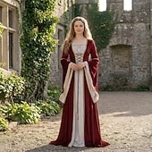 economico Vestito-Abito Medievale Rinascimento Lunghezza alla caviglia Vestito Manica del polsino svasato Strega Vichingo Abiti reali Costume Per donna Celtico Reale Halloween Carnevale Performance LARP Fiera