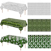 رخيصةأون مباراة كرة القدم العالمية 2026-طقم من 3 مفارش طاولة لكرة القدم، مناسبة لمباريات الصيف العالمية، مقاس 54 × 108 بوصة، غطاء طاولة من البولي إيثيلين المقاوم للماء للاستخدام مرة واحدة، زينة طاولة لحفلات ذات طابع رياضي، مثالية لأعياد