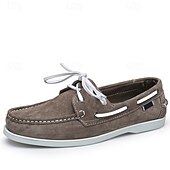 abordables chaussures de bateau-Mocassins à lacets en daim marron pour homme – chaussures habillées décontractées, idéales au quotidien, au bureau et pour un look élégant en extérieur.