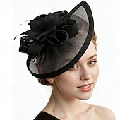 billige Fascinatorer-fascinators Linfrø Bryllup Bursdag Årgang søt stil Retro Rød Med Fjær Blomster Hodeplagg Hodeplagg