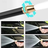 abordables Outils de nettoyage pour véhicule-Pistolet d'arrosage haute pression en métal robuste avec buses rotatives réglables, étanche, idéal pour le lavage de voiture, l'arrosage du jardin, le nettoyage des trottoirs et la douche des animaux.