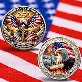  Moneta commemorativa del 250° anniversario degli Stati Uniti con maestosi disegni di aquile e 250° marchio che celebra la libertà americana da collezione