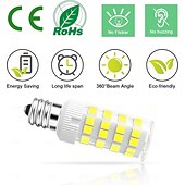 billiga LED-cornlampor-2 st E12 LED-lampor 5W motsvarande 40W C7-ersättningslampor, klar typ B, kandelabersockel, Bulbrite, dagsljusvit, 6000K, ej dimbar