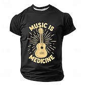  Musikfestival Herren Musik Lustig Gitarre T Shirt Kurzarm T-Shirt 3D-Druck Rundhalsausschnitt Hemd Mode Täglich Täglich Straße Blau Schwarz Rote Sommer Frühling Bekleidung S M L XL XXL XXXL