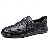 abordables Sandales décontractées-Chaussures d'été décontractées pour hommes en similicuir – tige ajourée respirante, confort sans lacets, semelle souple et légère, parfaites pour les vacances, la plage, les séjours en station balnéaire et les tenues décontractées du quotidien.