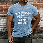  Herr vintage blå t-shirt med syratvätt "odiagnostiserad men något stämmer inte" rolig sarkastisk grafisk t-shirt mineraltvätt sliten retro 90-talsskjorta s-4xl
