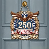 abordables 250e Anniversaire des États-Unis-Panneau en bois commémoratif du 250e anniversaire des États-Unis, décoration de porte patriotique pour la fête de l'indépendance, plaque murale style ferme avec drapeau américain, décoration de porche