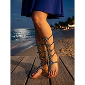 voordelige Vrouwen-Versierde gladiatorsandalen voor dames - elegante avondschoenen voor in het resort, perfect voor diners tijdens de vakantie en evenementen aan het strand.