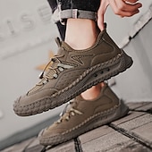 Χαμηλού Κόστους Καθημερινά Δετά παπούτσια-Ανδρικά καφέ αθλητικά παπούτσια εξωτερικού χώρου, αναπνεύσιμα, ελαφριά και άνετα παπούτσια για περπάτημα, με κορδόνια, για πεζοπορία, ταξίδια, κάμπινγκ, υπαίθριες περιπέτειες, ορειβασία και καθημερινή δραστηριότητα, casual ένδυση.