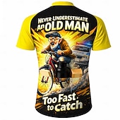 cheap Men's Jerseys-Men Cycling Jersey Downhill Jersey Funny Never Underestimate An Old Man With A Bicycle Short Sleeve Bike Shirt Jersey T Shirt with 3 Rear Pockets Mountain Bike MTB Road Bike Cycling UV Resistant Fast