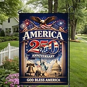 voordelige 250e Verjaardag-Amerikaanse tuinvlag ter ere van het 250-jarig jubileum van de VS. Een levendig, patriottisch ontwerp met een adelaar, de Liberty Bell en nationale symbolen, ideaal voor buitendecoratie.