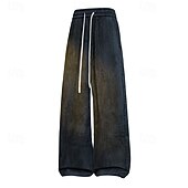 baratos calça casual-SoftFade™ Calças Masculinas Calças Casuais 100% Algodão Calças Largas Calças Lavadas em Ácido Com Corda Perna Larga Cor Sólida Conforto Comprimento Total Casual Diário Moda de Rua Fashion Retro
