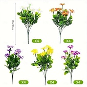 baratos Flor artificial-20 unidades de margaridas verdes artificiais &amp;Crisântemos artificiais para decoração de interiores e exteriores, cercas de jardim, centros de mesa de jantar, arranjos florais de plástico.
