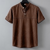levne Ležérní tričko Henley-SoftFade™ Pánská Henley košile 100% bavlna košile s kyselinovým praním krátký rukáv jednobarevná retro vintage casual vintage styl ručně barvená bledá Henley casual léto jaro podzim fialová Henley