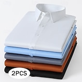 abordables chemises sans repassage pour hommes-Homme Chemise Chemise habillée Chemise sans repassage Chemise Boutonnée Couleur Unie Quotidien Affaires Orange + bleu Bleu marine + noir orange+rouge Bleu Marine + Rouge manche longue Col Rabattu