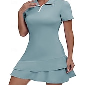 billiga Kvinnors klänning-Dam Grafisk Leopard Geometrisk Tennisklänning med shorts Sportklänning Golfpikéklänning Kortärmad Fjärdedels blixtlås Asymmetrisk Elastisk Svettavvisande Andningsfunktion Tennis Golf Badminton