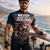 cheap Men's Jerseys-America's 250th Anniversary Independence Day American Independence Day Men Cycling Jersey American US Flag Short Sleeve Bike Jersey Top with 3 Rear Pockets UV Resistant Quick Dry With Pockets Front