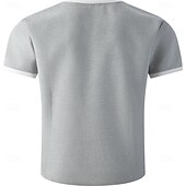 お買い得  ベーシックTシャツ-男性用 ワッフルTシャツ Tシャツ 半袖シャツ ティートップ 半袖 Ｖネック 夏 春 純色 ストリートファッション スタイリッシュ カジュアル パッチワーク 日常 アウトドア ストリートウェア ワイン メンズトップTシャツ