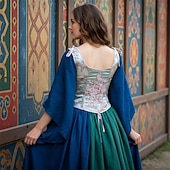 ieftine Topuri-Medieval Renascentist Cottagecore Corset Corsaj Viching Țăran Cu Șiret Costume de fancy Pentru femei Celtic Fantezie Halloween Carnaval Performanță LARP Ren Faire Adulți Corset Corsaj