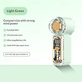 abordables Ventilateurs-Ventilateur portable de poche, mini ventilateur haute vitesse 22 000 tr/min avec 100 vitesses, autonomie de 24 h, écran LED, ventilateur turbo personnel idéal pour les voyages et les activités de