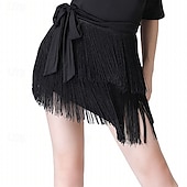 cheap Latin Skirts-Women's Black Fringe Latin Dance Skirt