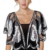 Χαμηλού Κόστους σάλι κάπας-Μπλέιζερ Γκατσμπυ 1920s Σατέν Κάλυμμα Γυναικείο Σαφράν Ράψιμο Σαφράς Με Παγιέτες Για Πάρτι Γάμου Καλεσμένη Άνοιξη Καλοκαίρι Φθινόπωρο ντύσου εντυπωσιακά