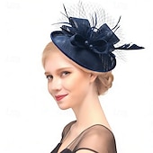 economico Fascinatori-Fascinator Lino Matrimonio Compleanno Vintage Carino Retrò Con Piuma Copricapo Copricapo