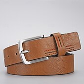 billige Belter til herrer-Herre Belte Automatisk spenne Chrome PU lær Gatemote Moderne Fritid Helfarge Svart Navyblå Daglig Virksomhet Formell Midjebelte
