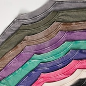  Per uomo Maglietta Camicia 100% cotone lavaggio acido Manica Corta Girocollo Estate Primavera Autunno Semplice Retrò Vintage Casual Stile Vintage Tinto in capo angosciato Casuale Blu Nero Rosa