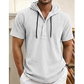  Ανδρικά Πουκάμισο Πουκάμισο Popover Casual πουκάμισο Κοτλέ πουκάμισο Λευκό Βαθυγάλαζο Γκρίζο Μπλε Απαλό Κοντομάνικο Σκέτο Με Κουκούλα Causal Καθημερινά Μπροστινή τσέπη Ρούχα Κομψό Μοντέρνα Καθημερινό