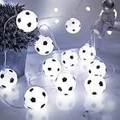 abordables Alimentación por batería-1 cadena de luces LED de 2 m y 10 ledes para balón de fútbol: luces LED de interior con caja de batería, luz cálida, luz blanca y opciones de luz de colores para sala de estar, dormitorio, fiesta y