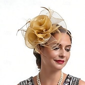 cheap Fascinators-Fascinators Feather Wedding Birthday Elegant Vintage Cute With Feather Flower Headpiece Headwear
