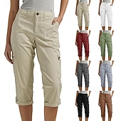 economico Pantaloncini Bermuda-Per donna Pantaloni Cargo Pantaloni capri Chinos Vacanza Streetwear Casual Lunghezza al polpaccio Vita media Semplice Tasca Fascia Elastica Comodo Comodità Inelastico Quotidiano All'aperto Streetwear
