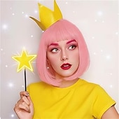 tanie Peruki syntetyczne modne-pomarańczowa peruka typu bob, prosta, 12 cali, krótkie włosy, peruka cosplay dla kobiet na imprezę kostiumową