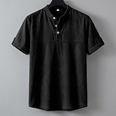 levne Ležérní tričko Henley-SoftFade™ Pánská Henley košile 100% bavlna košile s kyselinovým praním krátký rukáv jednobarevná retro vintage casual vintage styl ručně barvená bledá Henley casual léto jaro podzim fialová Henley