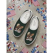  Men's Patriotic Breathable Mesh Slip-On Sneakers – Eagle and Flag Design for Parades, 4th of July, USA Anniversary and National Celebrations